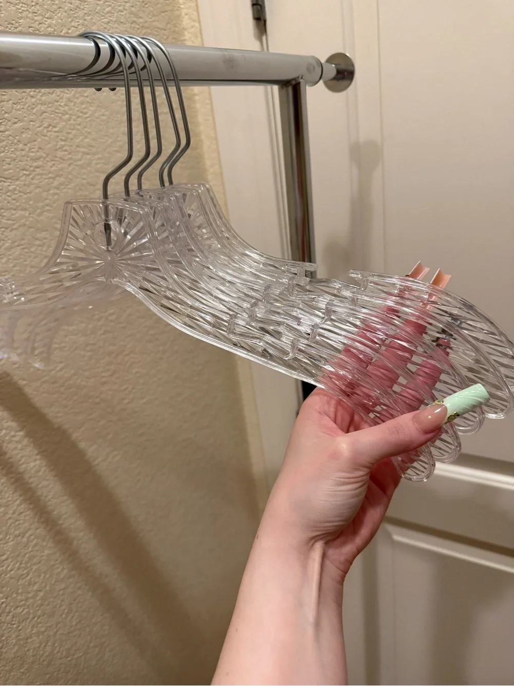 Set of 5 Clear Acrylic Clothing Hangers Like New